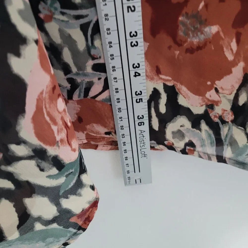 Chances R black red flower artsy grunge poetic cottage pull on skirt size xl